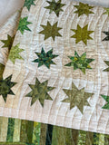 Handmade Quilt Green Wonky Stars Home decor