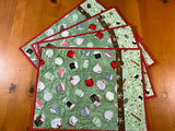 Placemats Cocoa Mugs Set of 4 Handmade Quilted Holiday Kitchen Decor