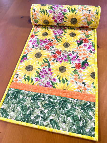 Flowers Spring Quilted Handmade Table Runner