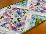 Handmade Quilted Lilac Flowers Spring Table Runner