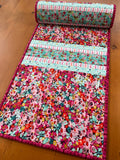 Handmade Table Runner Pink and Aqua Floral