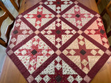 Tablecloth Handmade Quilted Table Topper Red Tones Table Decor