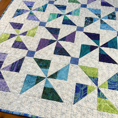 Table Topper Pinwheel Design Handmade Quilted Square Home Decor