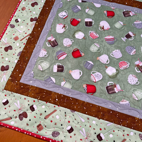 Handmade Quilted Table Topper Cocoa Mugs