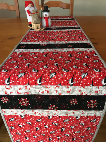 Christmas Table Runner with Birds and Snowflakes