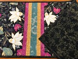 Table Runner Floral Black Background Quilted Home Decor