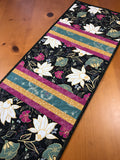 Table Runner Floral Black Background Quilted Home Decor