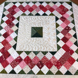Handmade Quilted Table Topper Red Pink and Green Holiday Decor